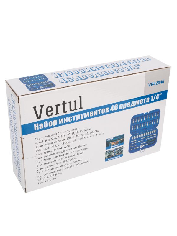 Набор инструментов Vertul VR42046, 1/4",  46пр.
