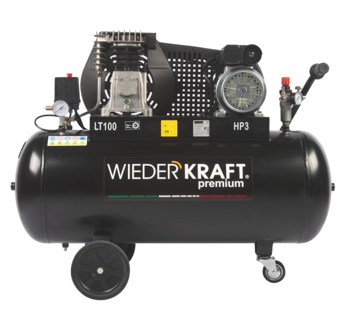 Поршневой компрессор Wiederkraft WDK-91040, ременной привод, 400 л/мин, 220В