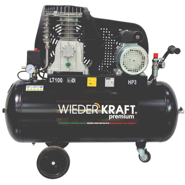 Поршневой компрессор Wiederkraft WDK-91053, ременной привод, 453 л/мин, 220В