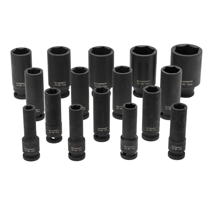 Набор длинных ударных головок 6-гр. STANKO CS122316, 1/2", 10-36мм, 16шт.