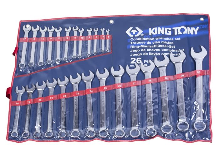 Набор комбинированных ключей гаечных KING TONY 1226MR, 6-32мм, 26шт.