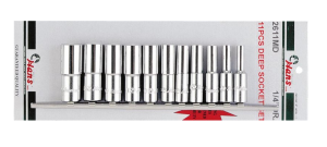 Набор головок длинных 6-гранных Hans 2611MD, 1/4", 4-14мм, 11 шт.