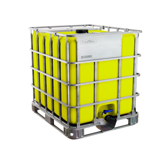 Еврокуб на металлическом поддоне жёлтый, 1000л, в обрешётке