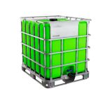 Еврокуб на металлическом поддоне зелёный, 1000л, в обрешётке