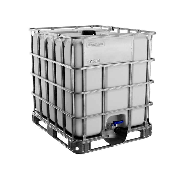 Еврокуб на металлическом поддоне серый, 1000л, в обрешётке