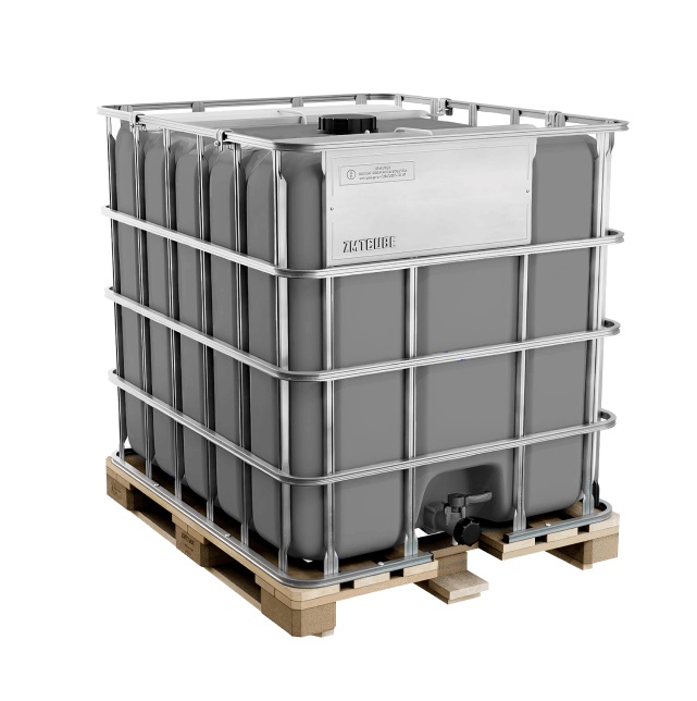 Еврокуб на деревянном поддоне серый, 1000л, в обрешётке