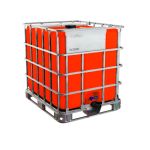 Еврокуб на металлическом поддоне красный, 1000л, в обрешётке