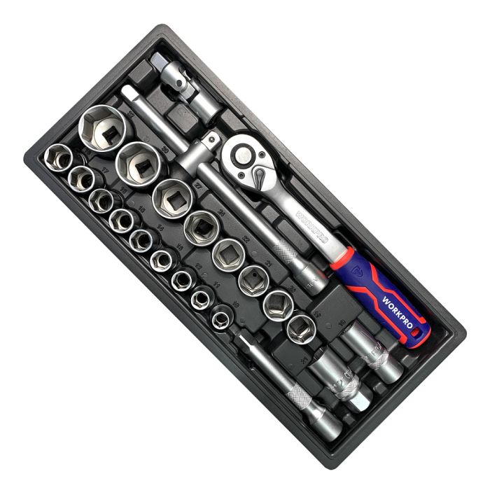 Тележка инструментальная WORKPRO WP285002B, закрытая, 7 ящиков, с набором инструментов 148шт.