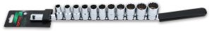 Набор головок 1/2" 12-гранных 10-22 мм, 11 предметов, на планке TOPTUL