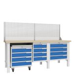 Верстак слесарный Верстакофф CTR 2202.S4L4M4.2-1, 3 тумбы, 4+4+4 ящиков, экран