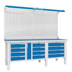 Верстак слесарный Верстакофф CTR 2232.S7L26.24-2F, 3 тумбы, 4+4+4 ящиков, с дв. экраном, подсветка