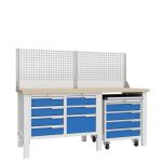 Верстак слесарный Верстакофф CTR 2002.S34M4.3-1, 3 тумбы, 4+3+4 ящика, экран