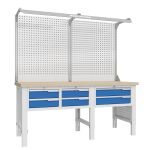 Верстак слесарный Верстакофф CTR 2002.S11L1.23-2F, 3 тумбы, 2+2+2 ящика, с дв. экраном, подсветка