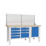 Верстак слесарный Верстакофф CTR 1802.S347.13-1, 3 тумбы, 4+3 ящика, дверца, экран